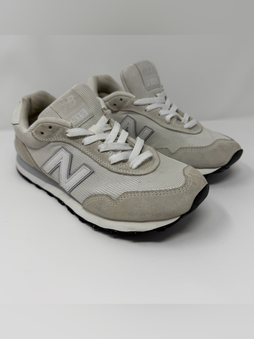 New Balance 515 Beige and White Retro Runner Sneakers